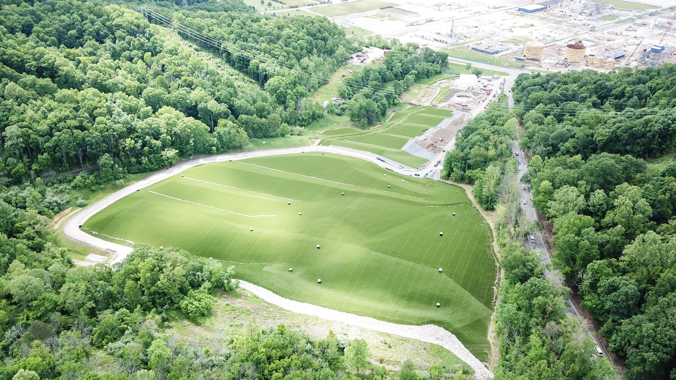 Aerial view of Bayer Cropscience Mountain Landfill in Dunbar, West Virginia