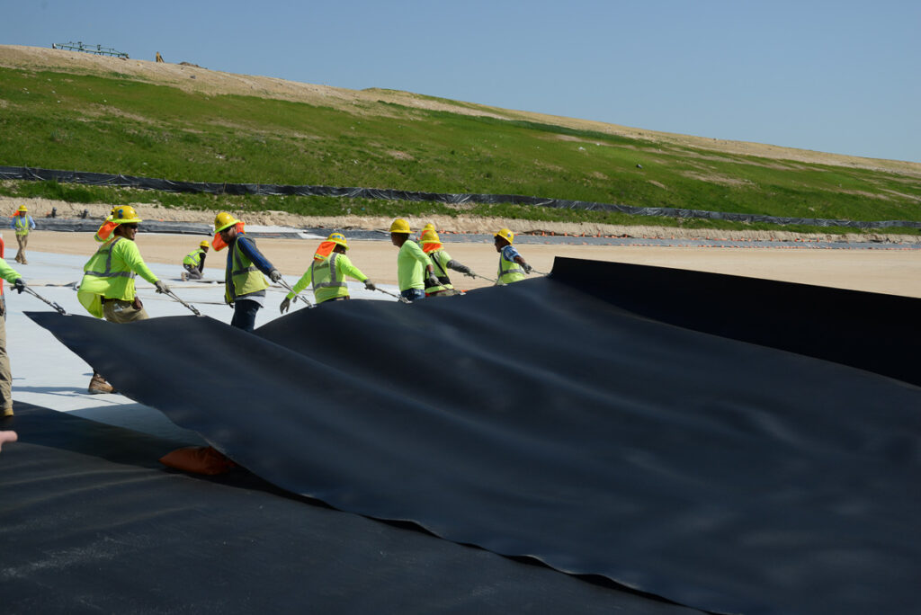 HDPE Liner installation at landfill