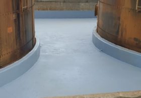 Secondary containment around sulfuric acid tanks after restoration